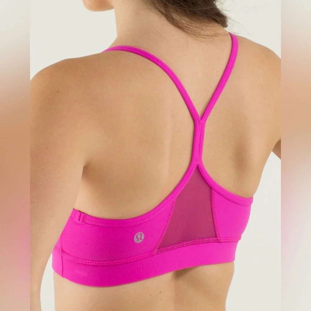 Lululemon Flow Y Bra IV Size 10 - Fuchsia Pink Mesh Y-Back Yoga Top